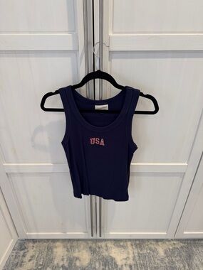 Universal Thread Navy Tank Top with USA Embroidery
